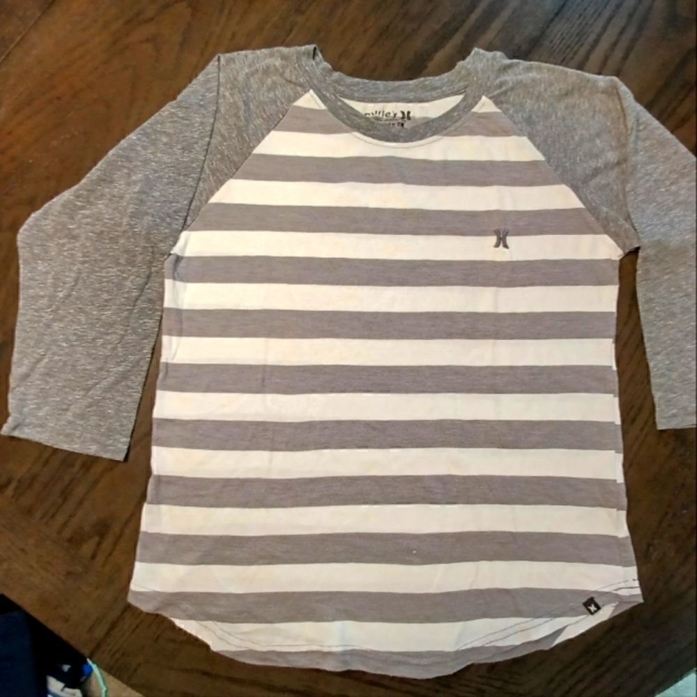 Hurley Grey and white striped shirt